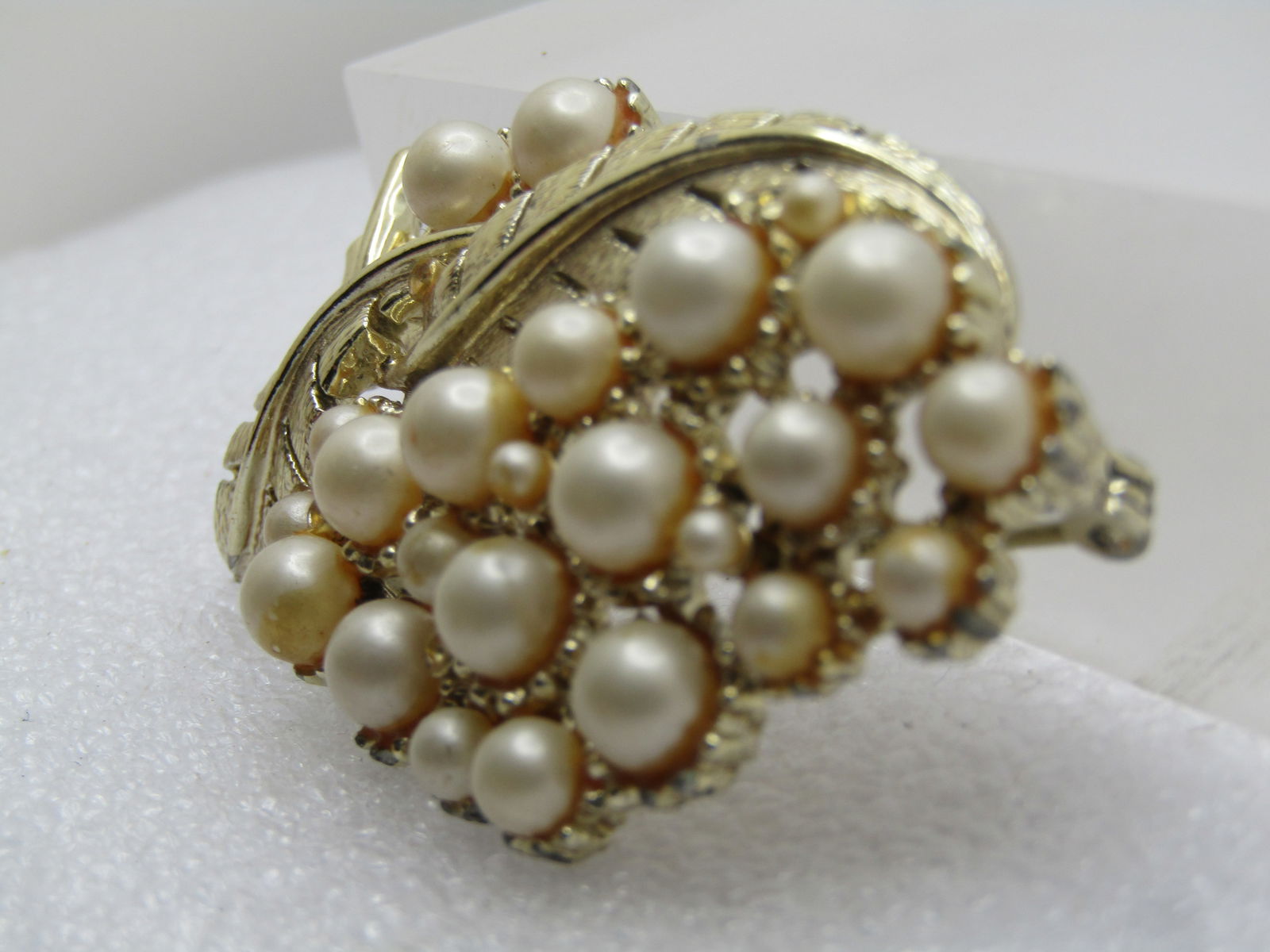 Vintage Faux Pearl Leaf Brooch, Signed Coro, 1950's-1960's - 2