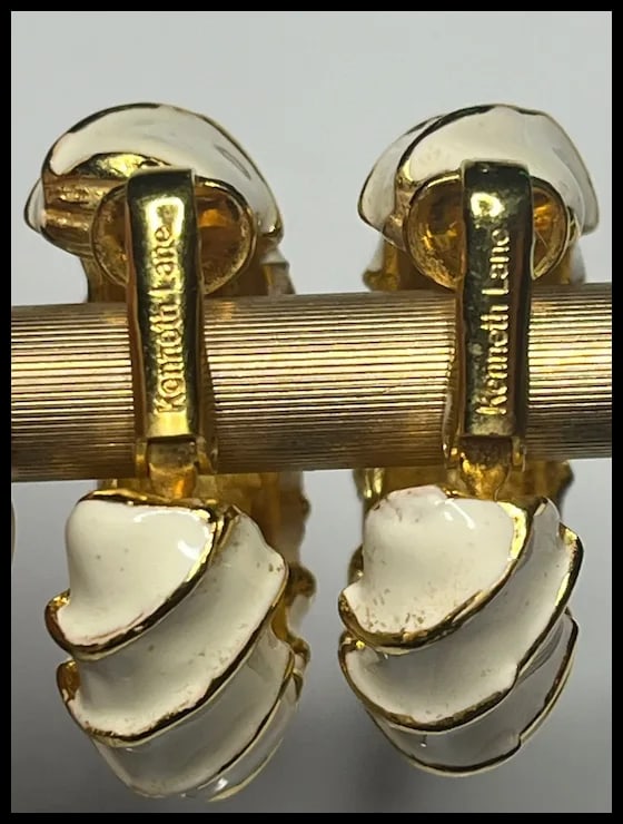 Vintage Signed Kenneth J Lane KJL Enamel Earrings - 5