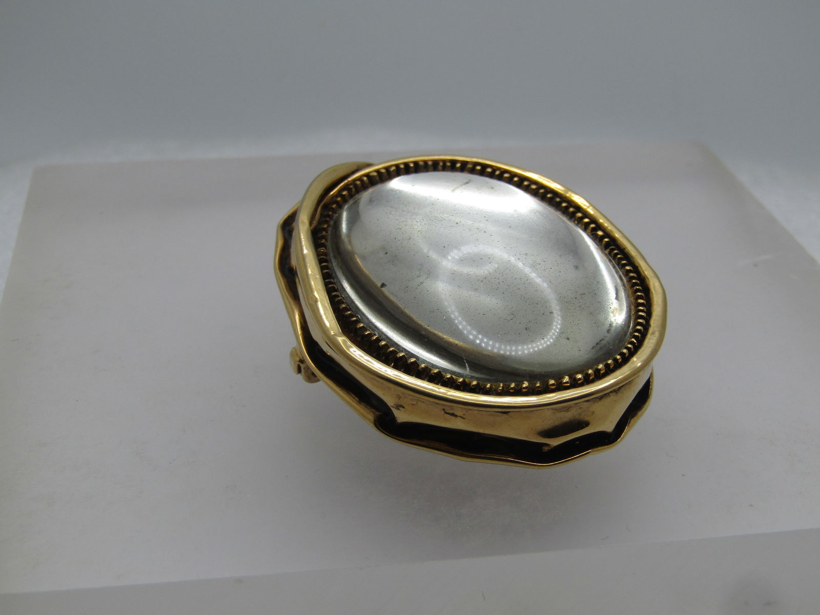 Vintage Looking Glass Brooch, 1980's, Mod/Abstract, 2" (1 of 9)