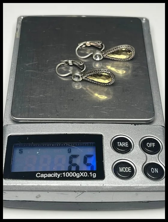 Estate Tear Drop Hammered Crystal Earrings - 6