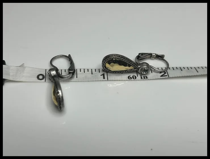 Estate Tear Drop Hammered Crystal Earrings - 7