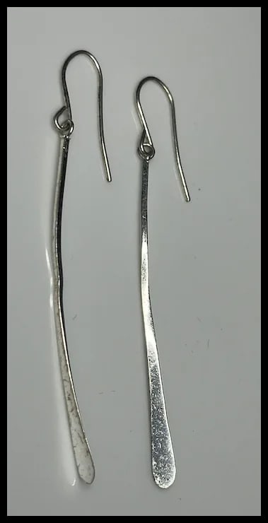 Estate Long Modern Sterling Silver Earrings - 2