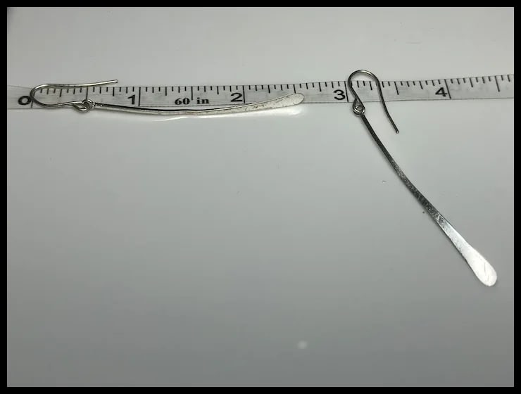 Estate Long Modern Sterling Silver Earrings - 4