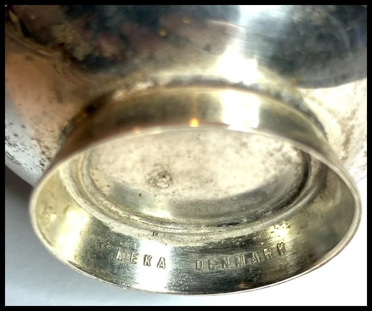 Mid Century Modernist Small Silver Red Enamel Meka Denmark Bowl - 5