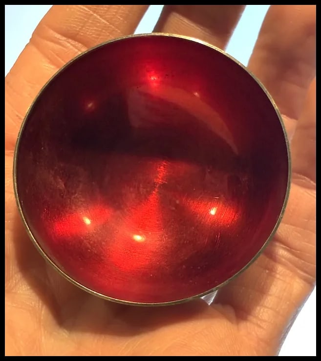 Mid Century Modernist Small Silver Red Enamel Meka Denmark Bowl - 7