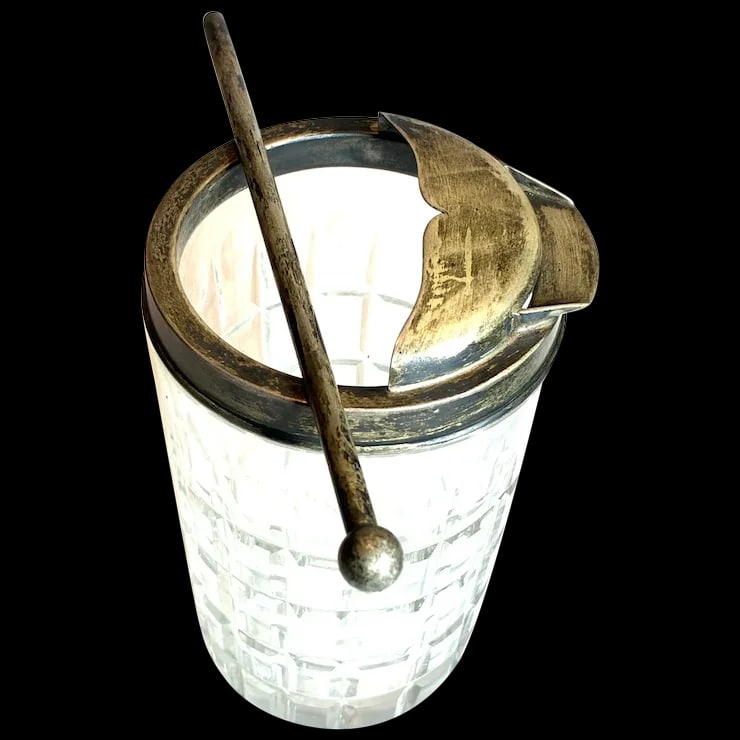 Antique Hawkes Cut Glass and Sterling Silver Cocktail Martini Pitcher with Matching Sterling Silver (1 of 11)