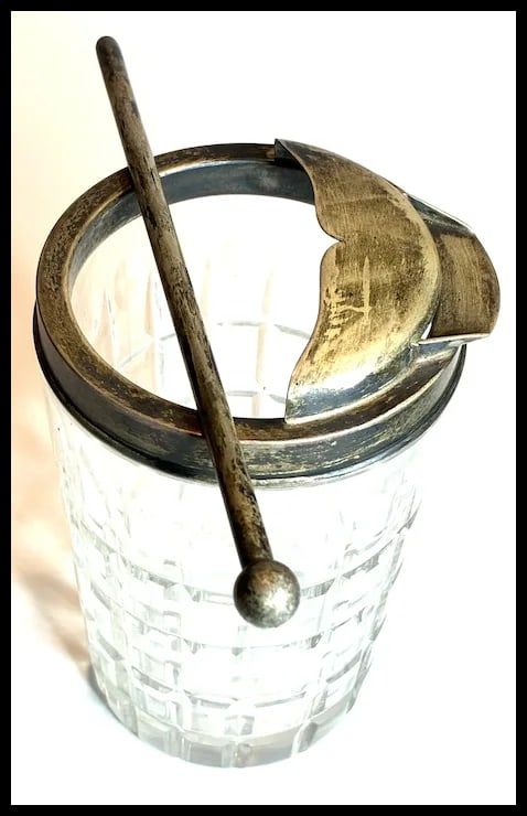 Antique Hawkes Cut Glass and Sterling Silver Cocktail Martini Pitcher with Matching Sterling Silver - 2