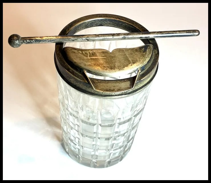 Antique Hawkes Cut Glass and Sterling Silver Cocktail Martini Pitcher with Matching Sterling Silver - 3