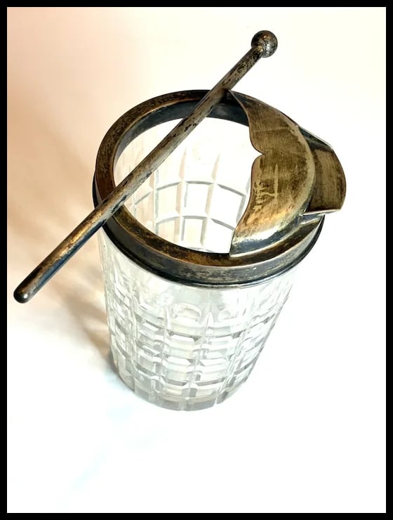 Antique Hawkes Cut Glass and Sterling Silver Cocktail Martini Pitcher with Matching Sterling Silver - 4