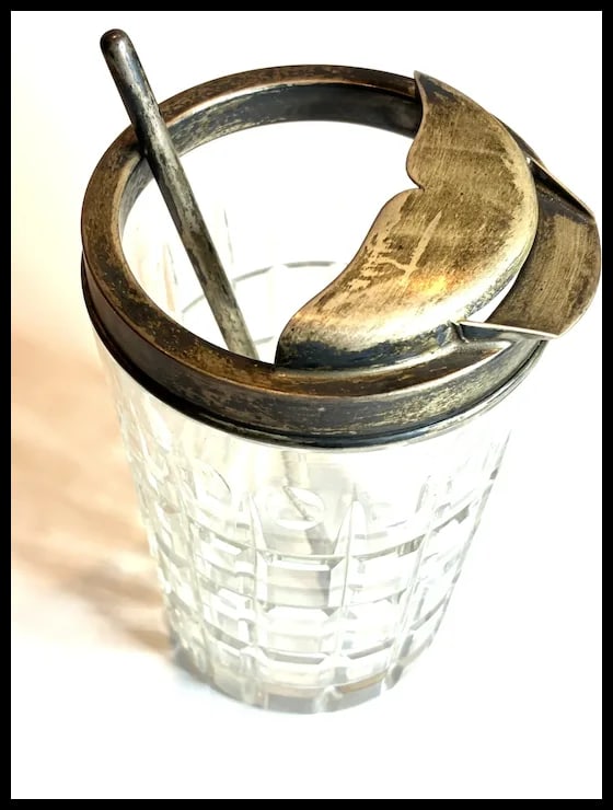 Antique Hawkes Cut Glass and Sterling Silver Cocktail Martini Pitcher with Matching Sterling Silver - 5