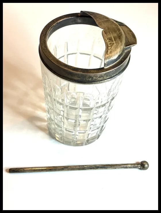 Antique Hawkes Cut Glass and Sterling Silver Cocktail Martini Pitcher with Matching Sterling Silver - 7