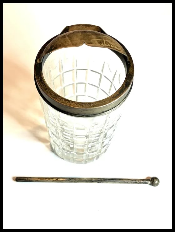 Antique Hawkes Cut Glass and Sterling Silver Cocktail Martini Pitcher with Matching Sterling Silver - 8