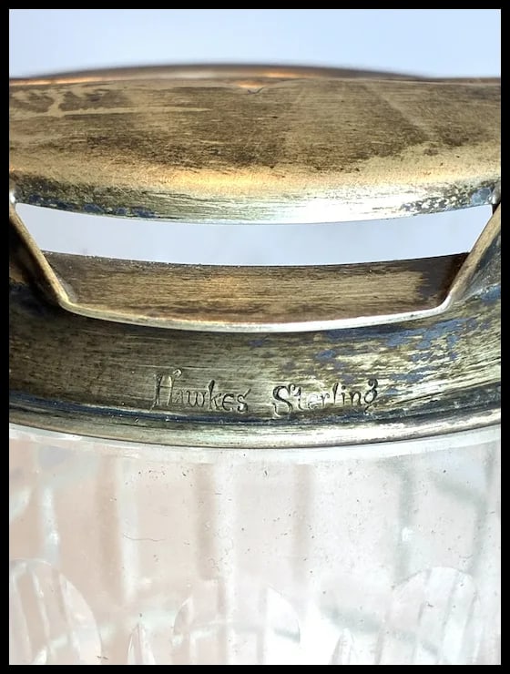 Antique Hawkes Cut Glass and Sterling Silver Cocktail Martini Pitcher with Matching Sterling Silver - 9