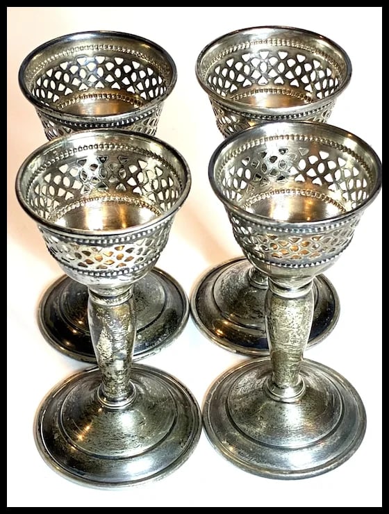 Set of Four Vintage Sterling Silver Cordial Glasses - 2
