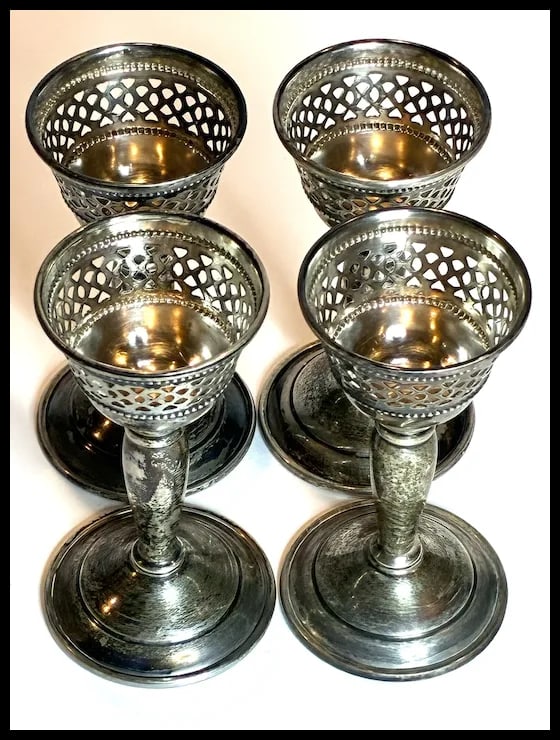 Set of Four Vintage Sterling Silver Cordial Glasses - 5