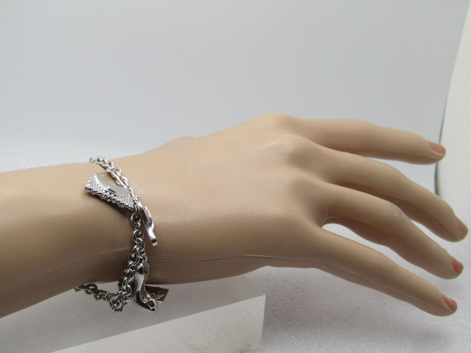 Vintage Posh Charm Bracelet, Toggle Clasp. 8", 1990's, Signed - 6