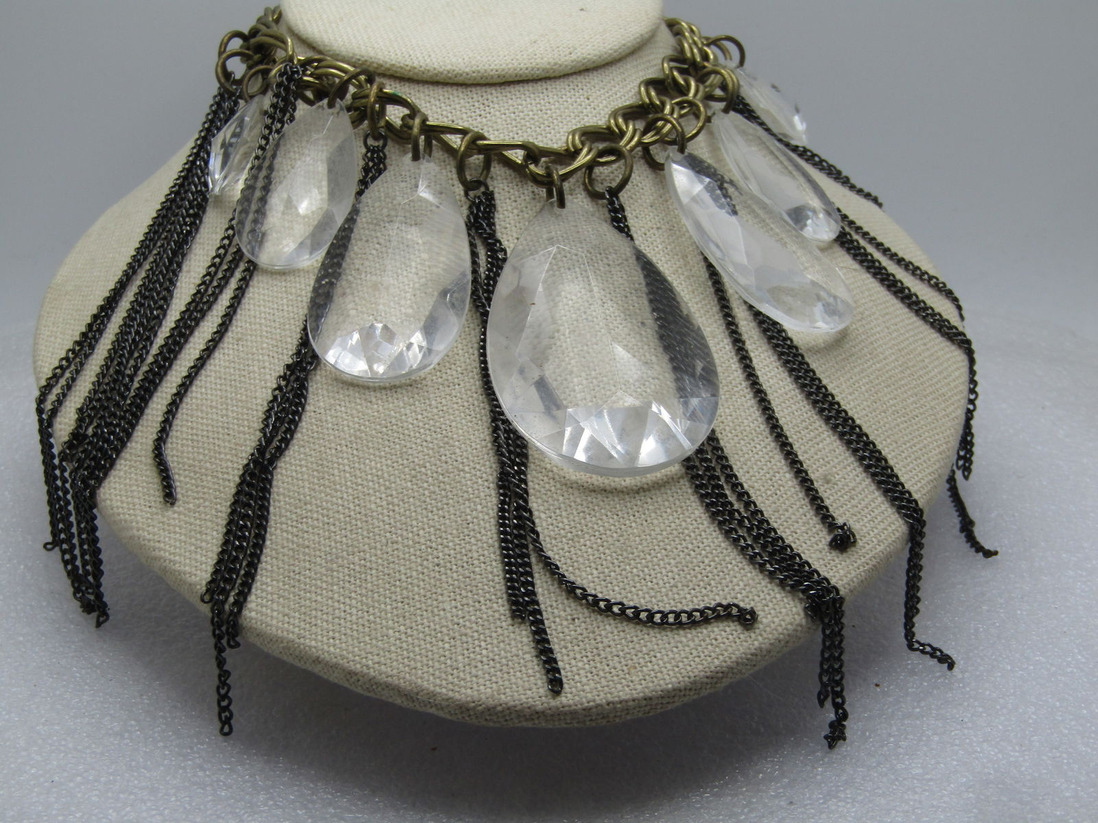 Vintage Joan Rivers Lucite Crystal & Chain Necklace, Chunky, 20", 1990's - 3