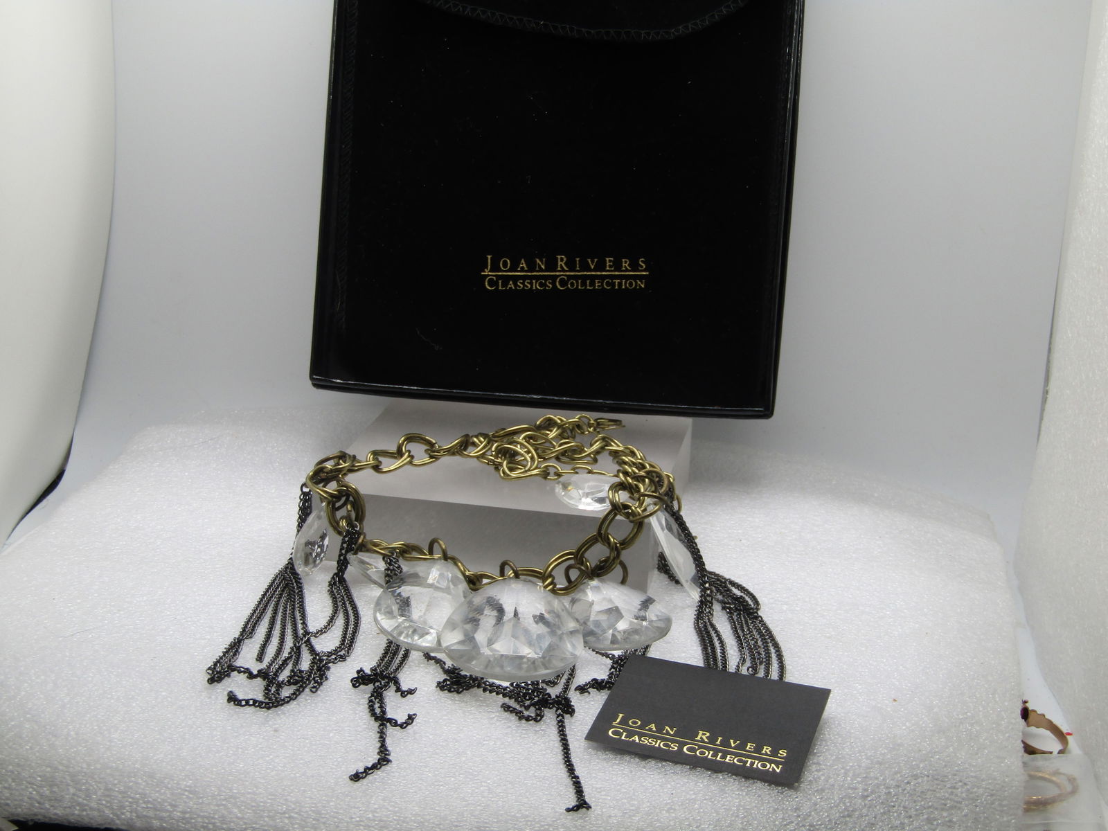 Vintage Joan Rivers Lucite Crystal & Chain Necklace, Chunky, 20", 1990's - 5