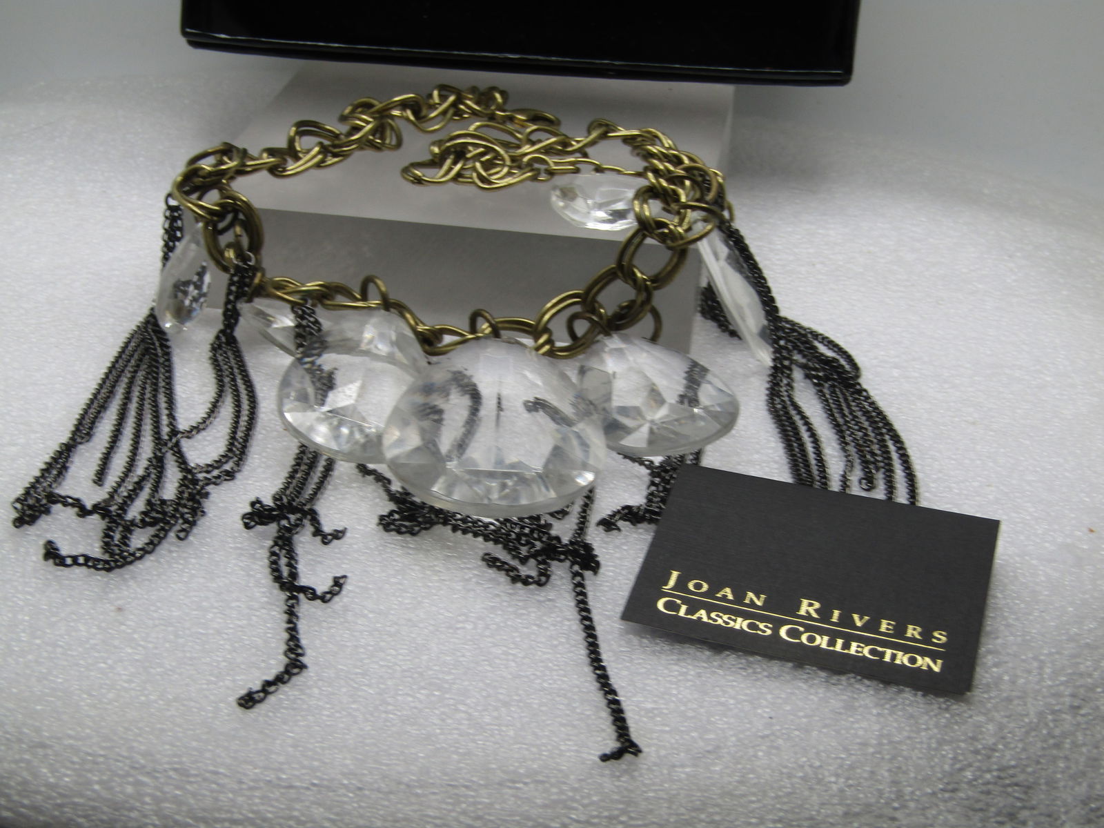 Vintage Joan Rivers Lucite Crystal & Chain Necklace, Chunky, 20", 1990's - 7