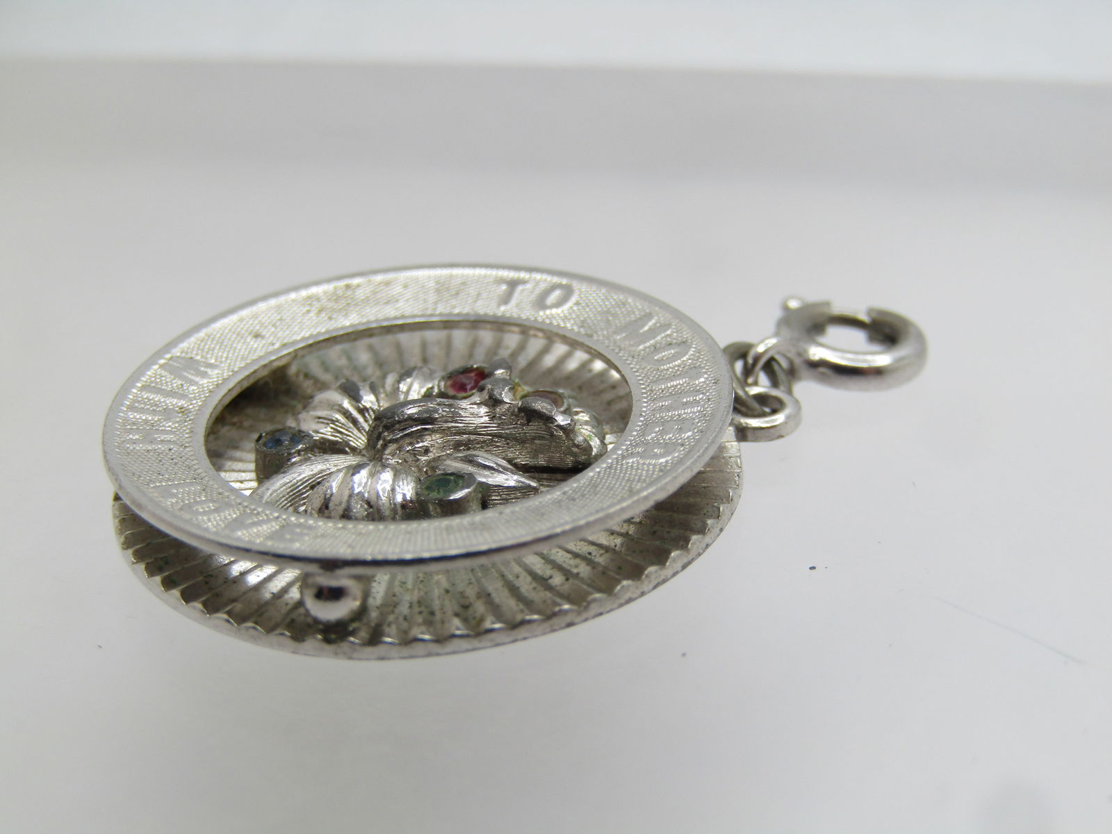 Vintage Monet To Mother With Love Orchid Charm/Pendant, 1960's, Rhinestones - 4