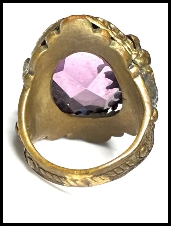 Vintage Ornate Purple Statement Dragon Ring - 5