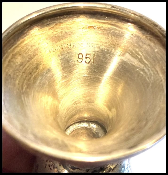 Gorham Sterling SIlver Enameled Cordial Glasses -Red and Blue - 11