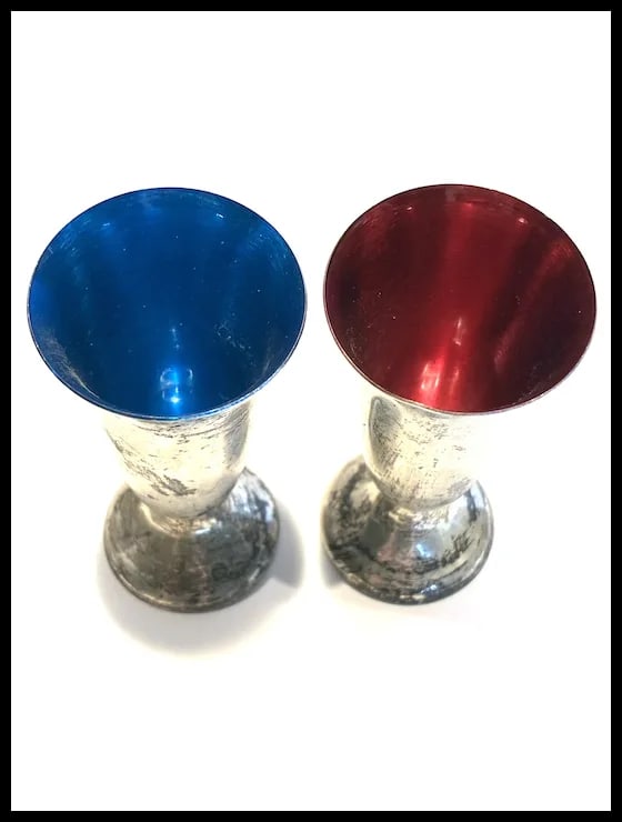 Gorham Sterling SIlver Enameled Cordial Glasses -Red and Blue - 3