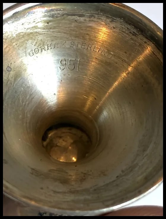 Gorham Sterling SIlver Enameled Cordial Glasses -Red and Blue - 8