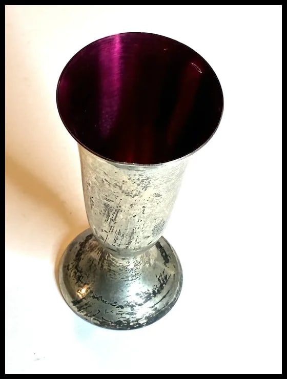 Gorham Sterling SIlver Enameled Cordial Glasses -Red and Blue - 9