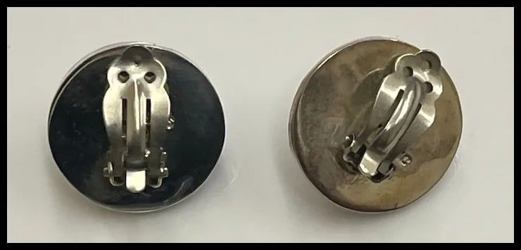 Vintage Mabe Blister Pearl in Shell Sterling Silver Clip-on Earrings - 5