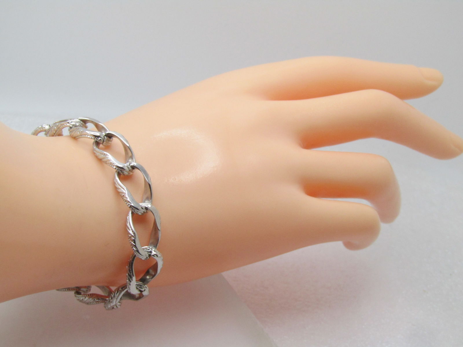 Vintage Monet Charm Bracelet, 7.25", 1960's, Safey Chain, Signed - 5