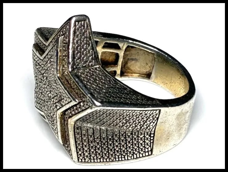 Vintage Sterling Silver Oversized Diamond Statement Ring - 5