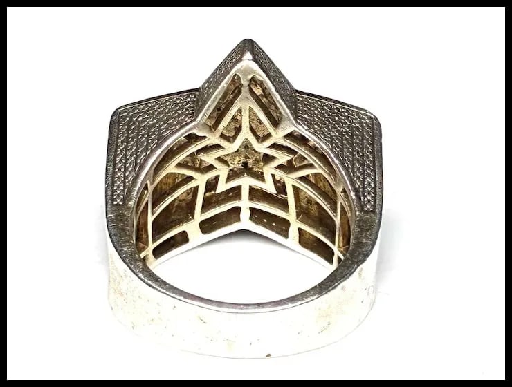 Vintage Sterling Silver Oversized Diamond Statement Ring - 6
