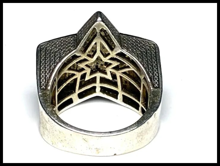 Vintage Sterling Silver Oversized Diamond Statement Ring - 7