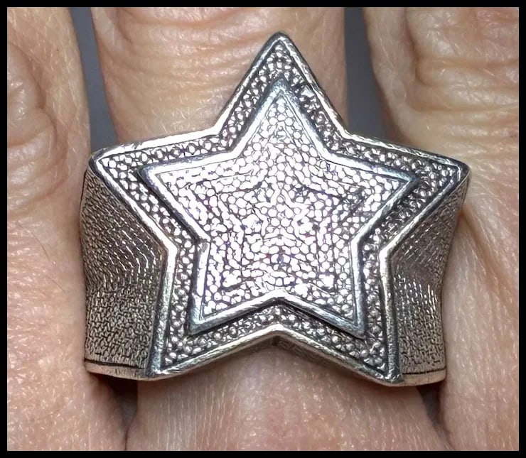 Vintage Sterling Silver Oversized Diamond Statement Ring - 8