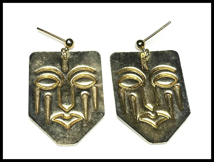 Vintage Enamel Mask Earrings - 3