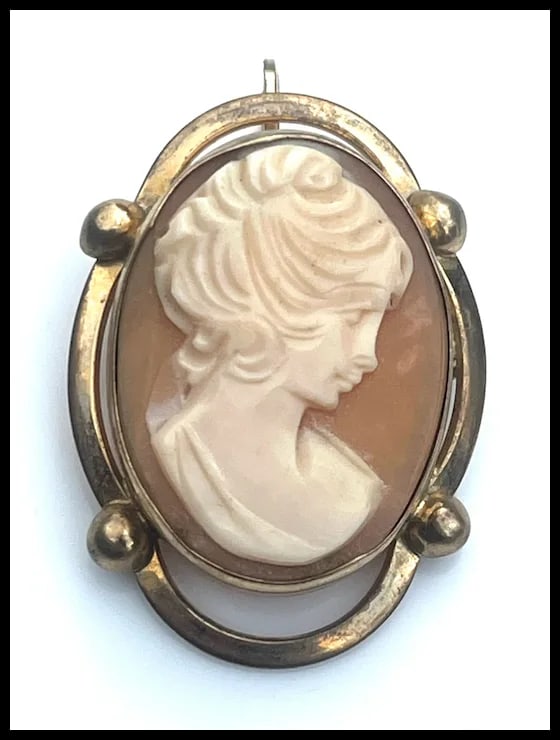 Vintage Modernist Shell Cameo Brooch/Retractable Pendant - 2