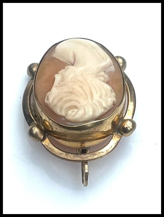 Vintage Modernist Shell Cameo Brooch/Retractable Pendant - 4
