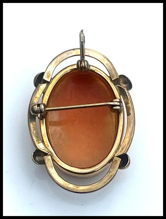 Vintage Modernist Shell Cameo Brooch/Retractable Pendant - 5