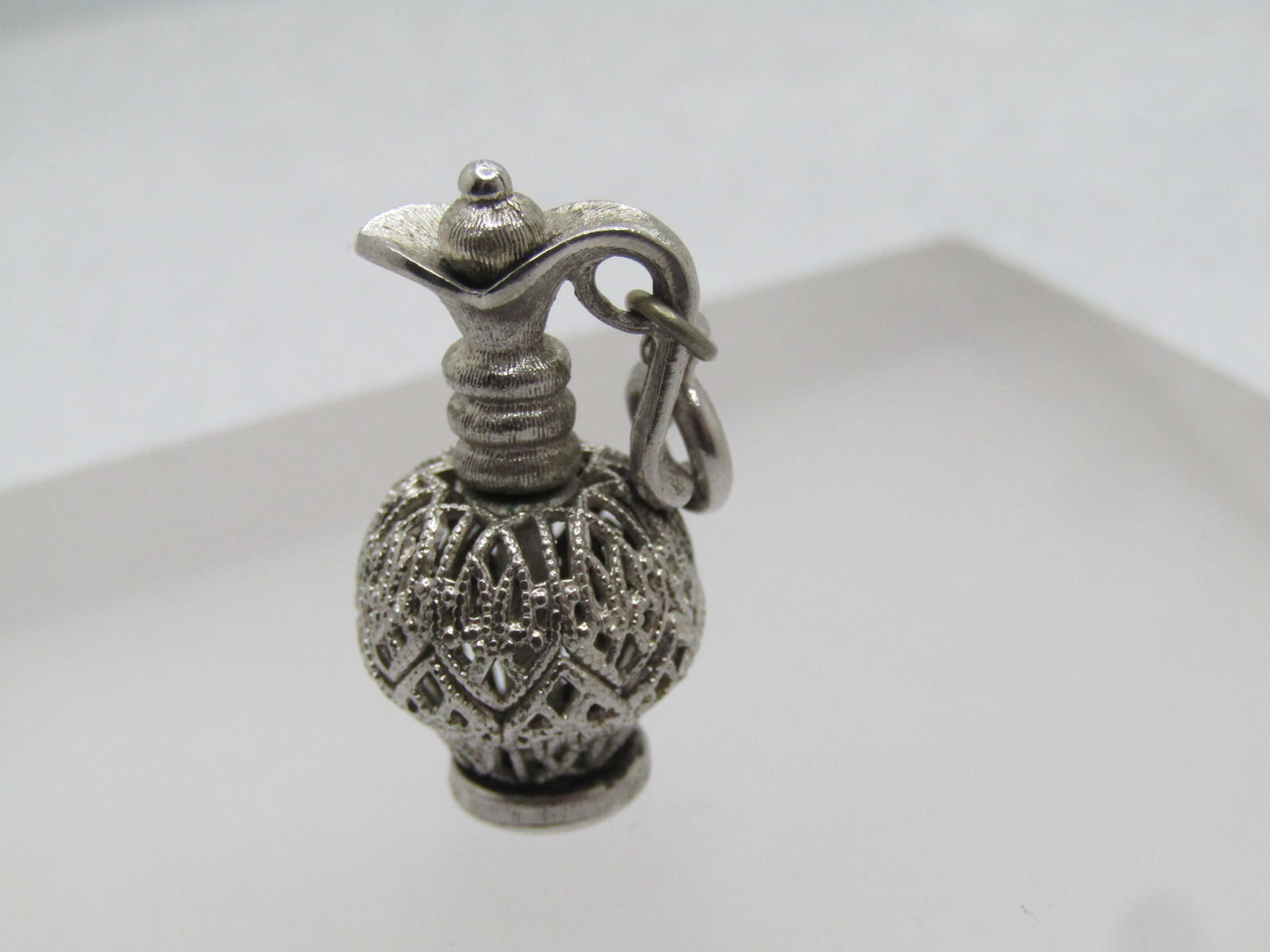 Vintage Monet Filigree Pitcher Charm or Pendant, 1960's, Spring Ring - 2