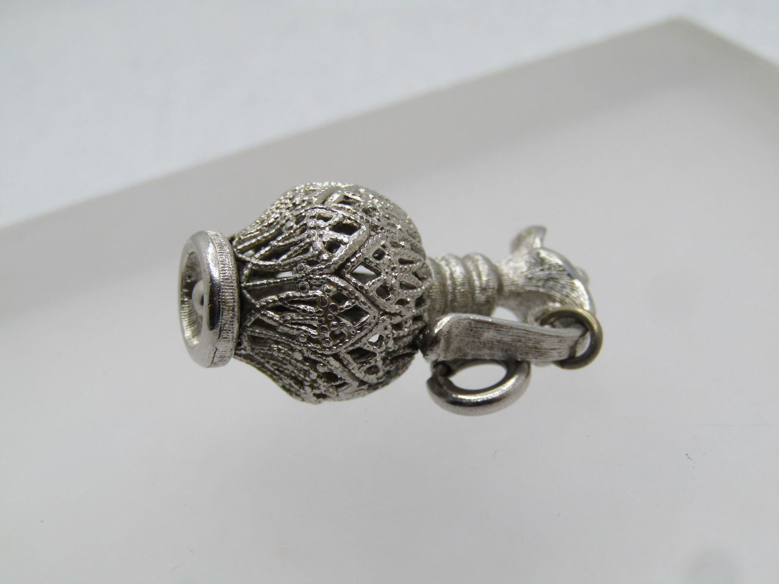Vintage Monet Filigree Pitcher Charm or Pendant, 1960's, Spring Ring - 3