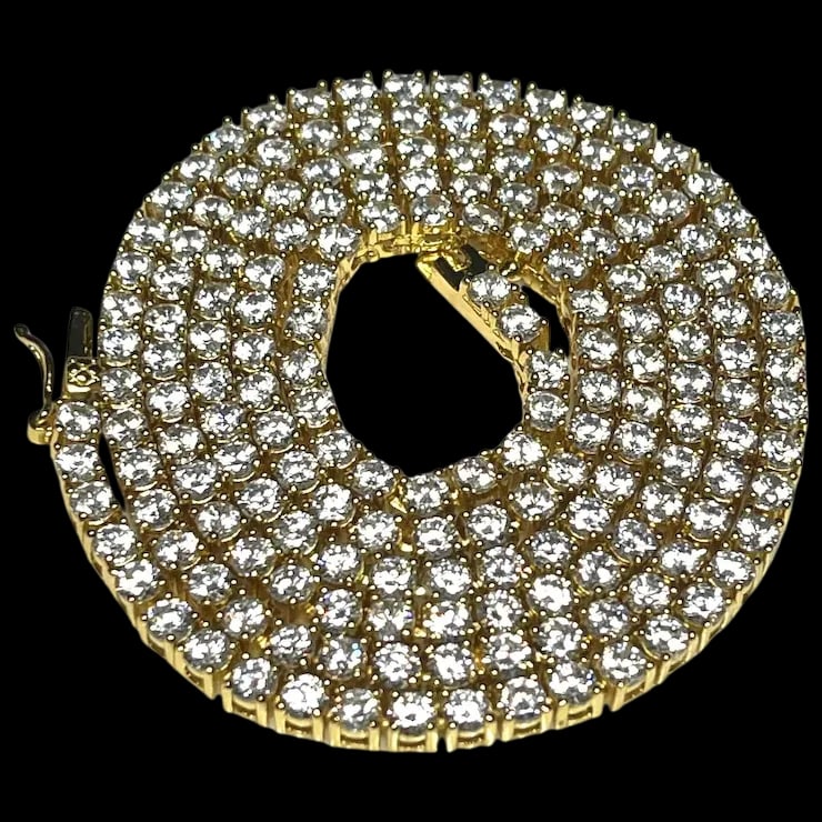 Estate Sterling Silver Gold Plated Heavy 24" Tennis Necklace (1 of 7)