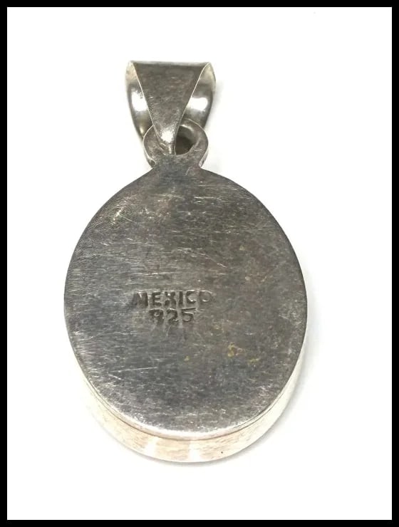 Vintage Sterling Silver Turquoise Pendant - 4