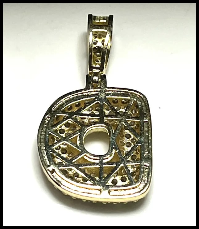 Estate Bubble Letter D Rhinestone Pave Pendant - 5