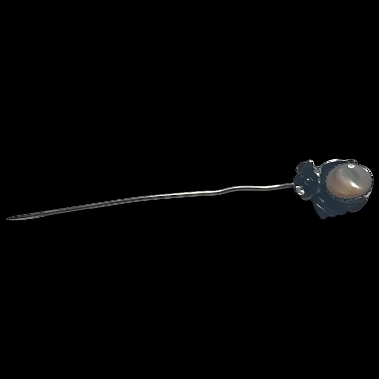 Estate Sterling Silver Native American Pink Mussel Shell Mother of Pearl Stickpin (1 of 6)