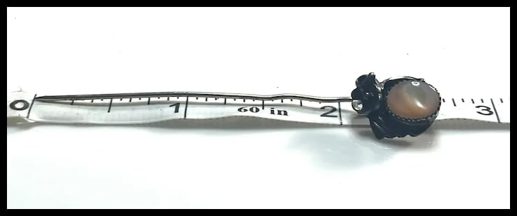 Estate Sterling Silver Native American Pink Mussel Shell Mother of Pearl Stickpin - 5