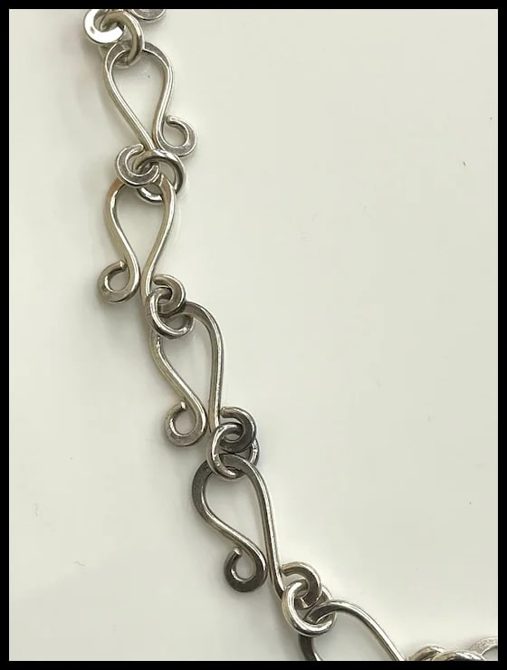 Heavy Vintage MEXICO Sterling Silver Fancy Barbed Wire Necklace - 5