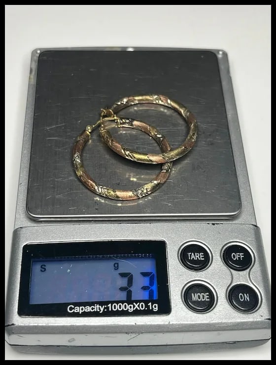 Vintage Diamond Cut Sterling Silver and 1/20 10k Gold Hoop Earrings - 8