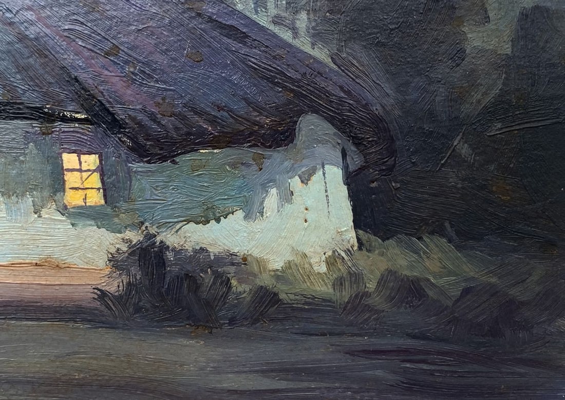 Oil painting Hut under the straw Unknown artist - 3