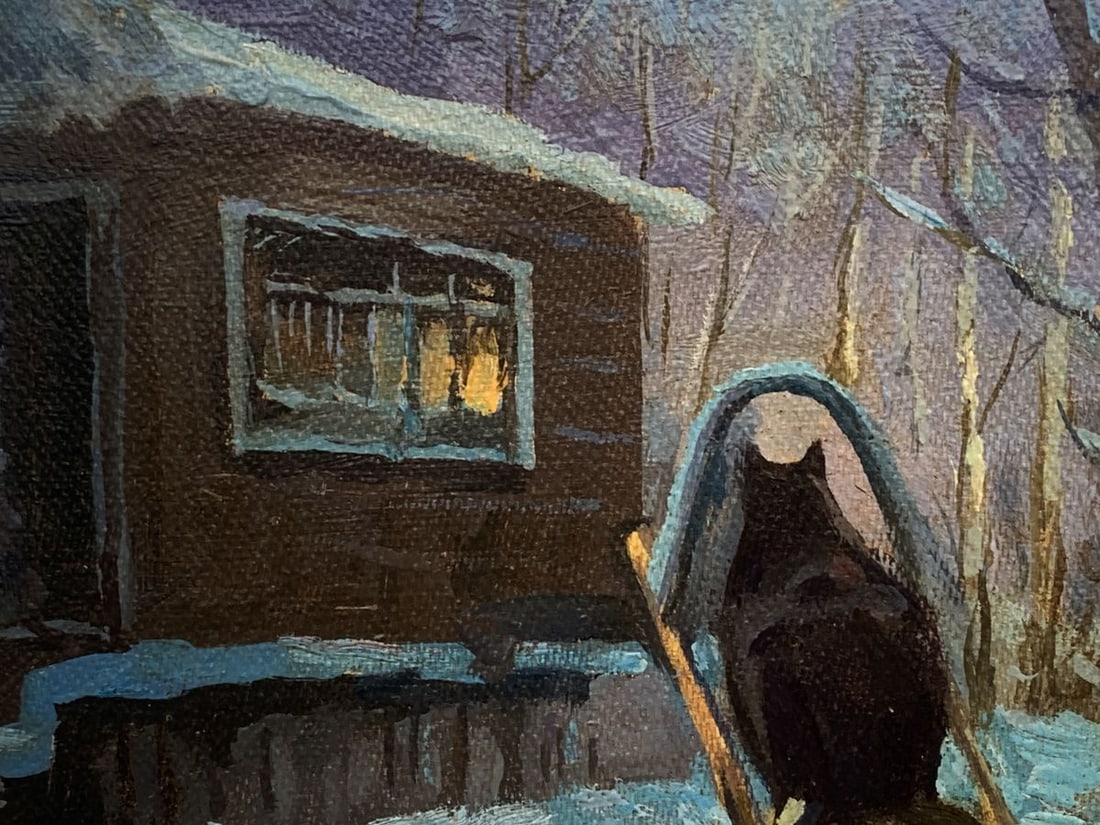 Oil painting Horse pulling a sleigh Unknown artist - 4